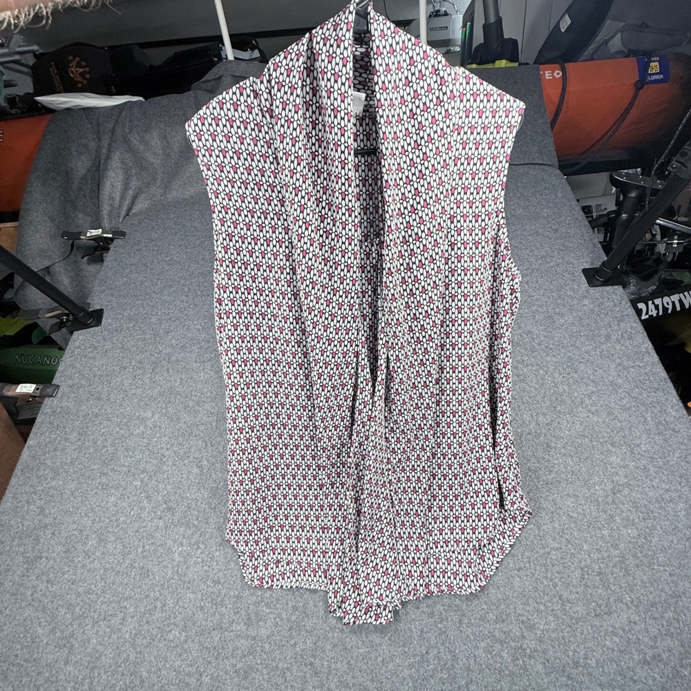 Bar III XL Geometric Petal Print Draped Open Front Vest Shirt Pink Grey White